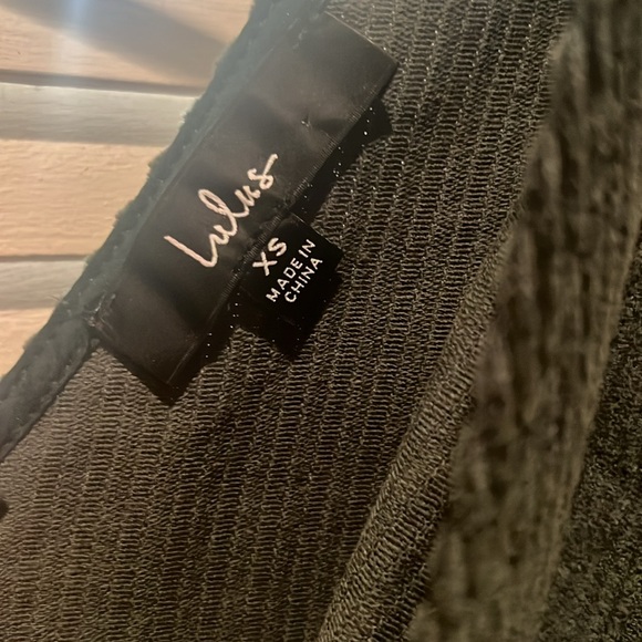 Lulus Absolutely Cute Dark Green Corduroy Faux-Wrap Skort Romper - Picture 5 of 6